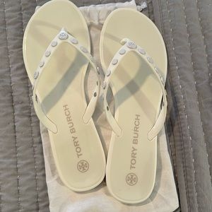 Tory Burch white Studded Jelly Sandal, Size 10